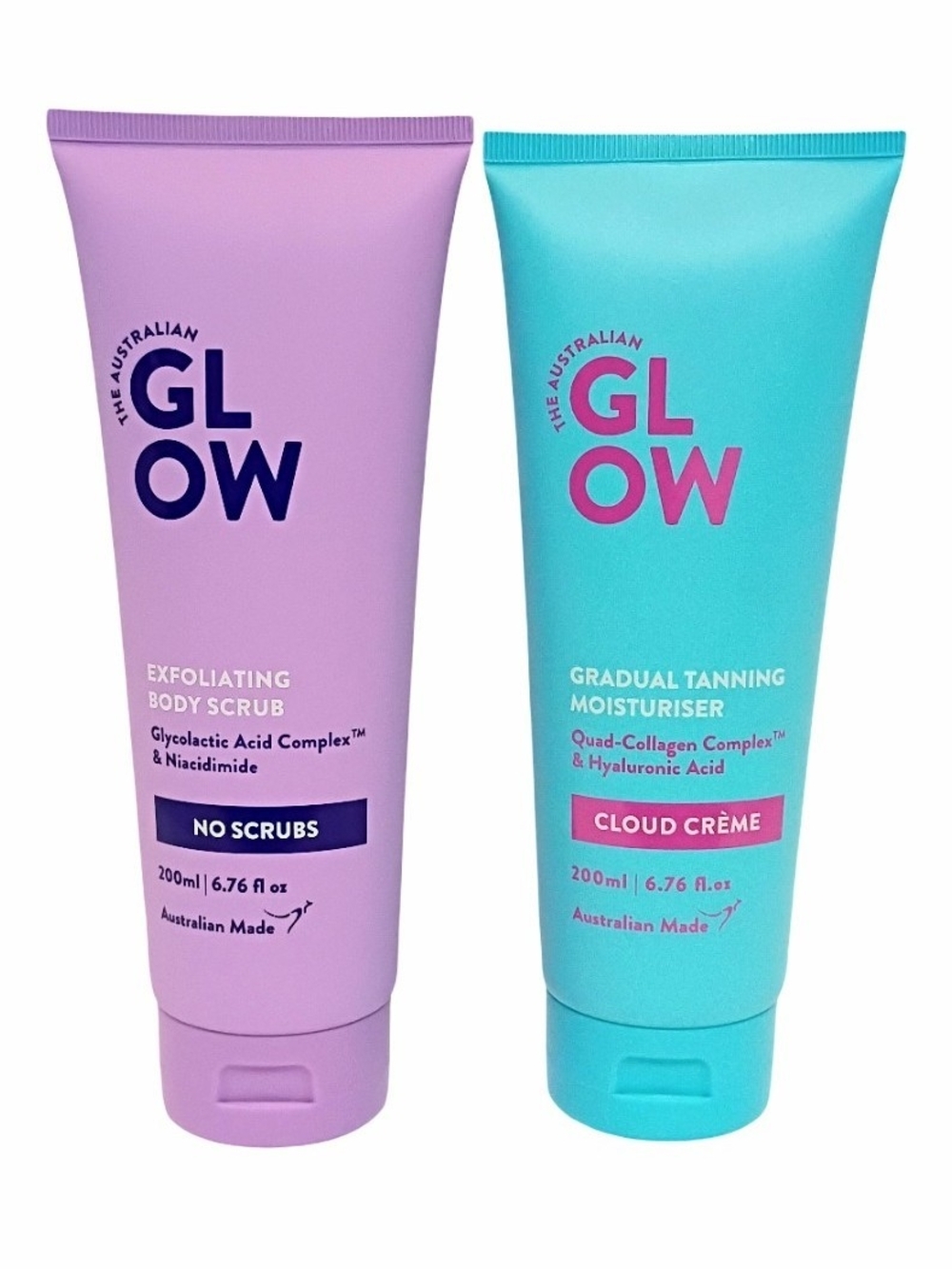 Australian Glow 2-Step Tanning Set No Scrubs Exfoliator & Cloud Creme 200ml